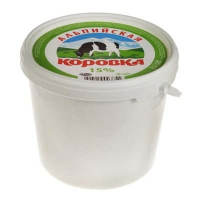 Сметана Альпийская Коровка 15% 5кг ведро молокосод продукт 