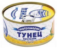 Тунец Кусочки УЛЬТРАМАРИН В Масле/Собст Соку 185гр ж/б с/кл