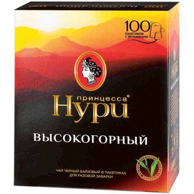 Чай НУРИ Высокогорный черн лист 100пак*2гр