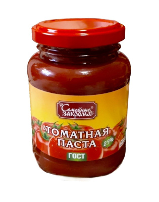 Паста Томатная СЕМЕЙНЫЕ ЗАКРОМА 25-28% 1000гр ст/б ГОСТ