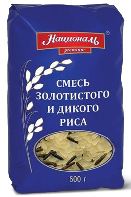Рис СМЕСЬ Золотистого и Дикого риса НАЦИОНАЛЬ Премиум 500гр