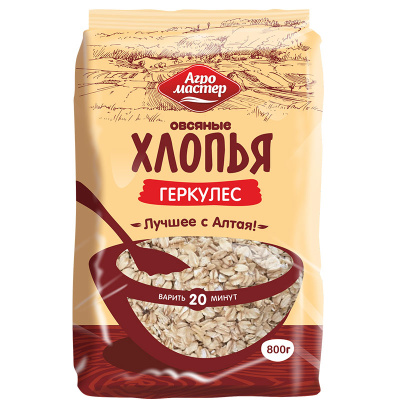 Геркулес Хлопья Овсяные Агромастер 800гр